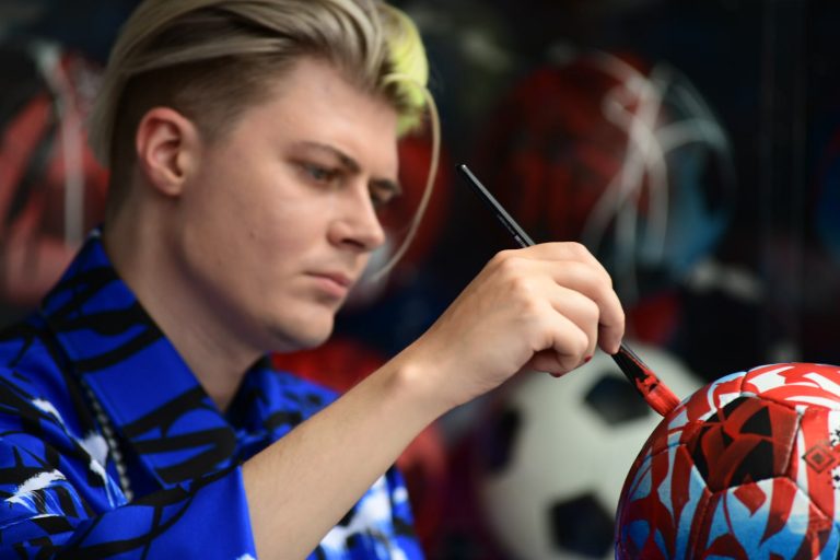 Art installation in the UEFA Euro 2020 football village