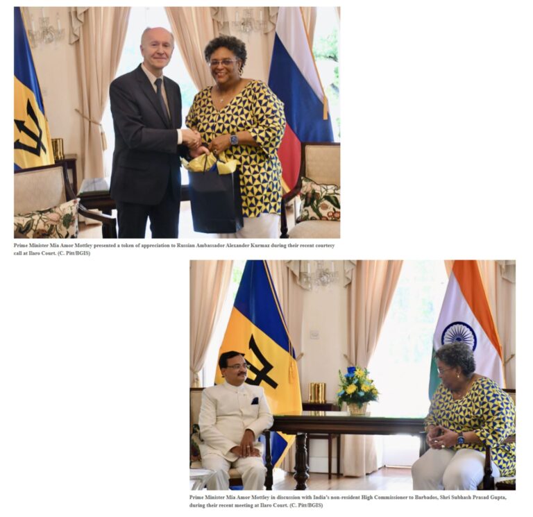 Barbados discusses areas of cooperation with  Russian envoy: Skills shortage & pharmaceuticals with India
